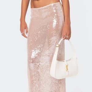 Edikted Sparkling Sequin Nude Skirt